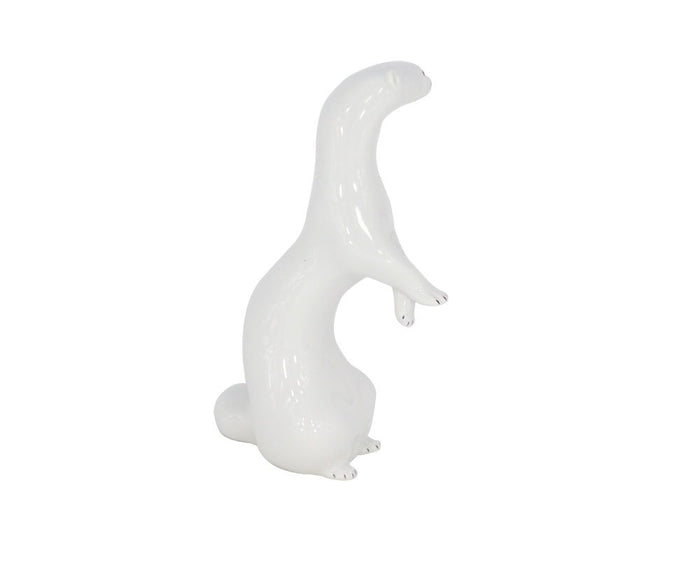 Weasel White Standing Lomonosov Porcelain Collectible Figurine