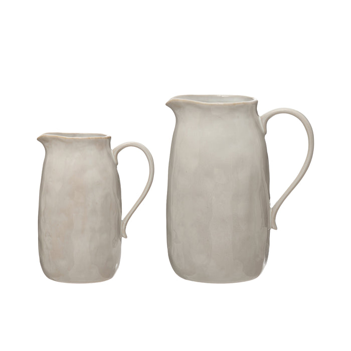 White Glazed Stoneware Pitcher