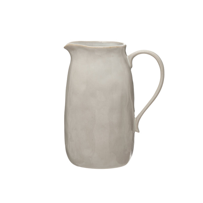 White Glazed Stoneware Pitcher