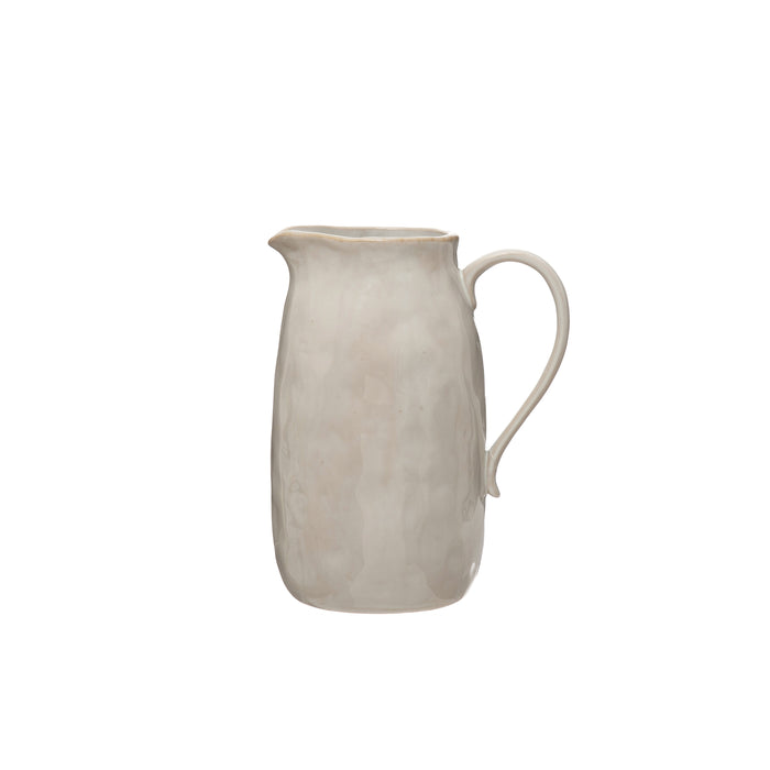White Glazed Stoneware Pitcher