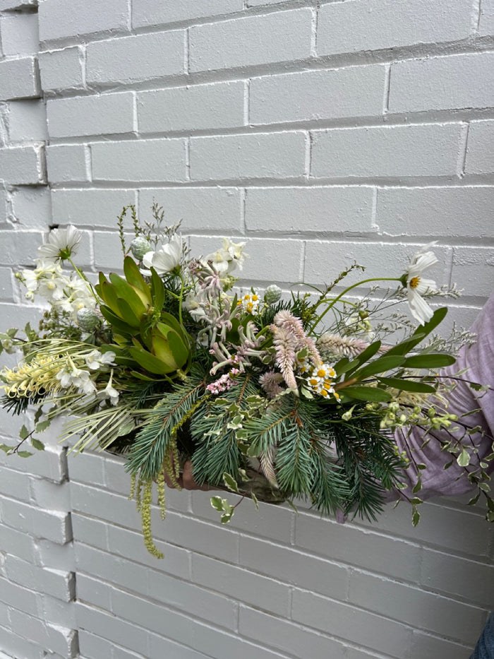 White & Green Christmas Flowers Table Centrepiece
