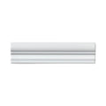 White matt 5 x 20cm ceramic capping border tile with a decorative profile, designed to create a neat finishing edge on interior tiled walls.