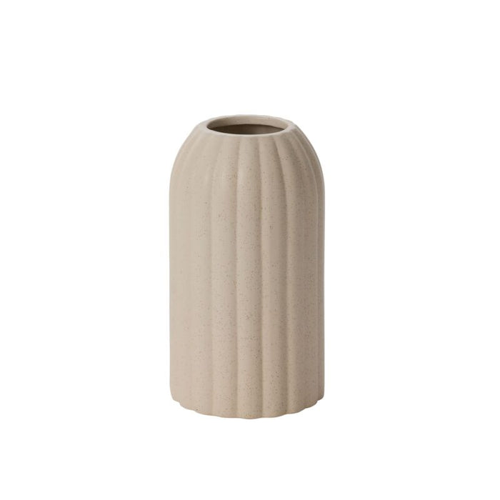 White Ribbed Tube Vase