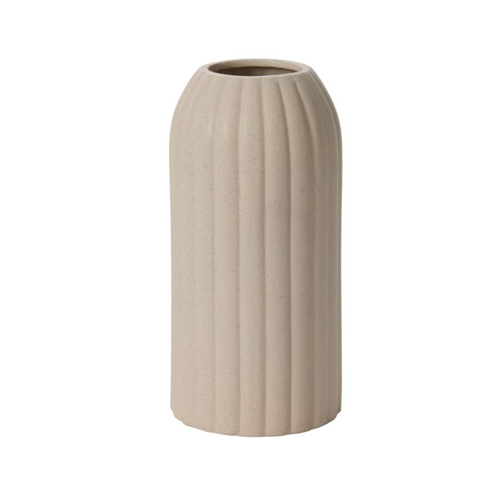 White Ribbed Tube Vase