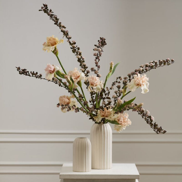 White Ribbed Tube Vase