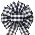 Wired Buffalo Plaid Black & White Linen Bows (2.5"ribbon~10"Wx20"L) - Alpine Holiday Bows
