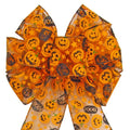 Wired Jack O Lantern Pumpkins Bow (2.5"ribbon~8"Wx16"L) - Alpine Holiday Bows