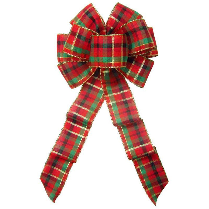 Wired Holiday Plaid Bow (2.5"ribbon~8"Wx16"L) - Alpine Holiday Bows