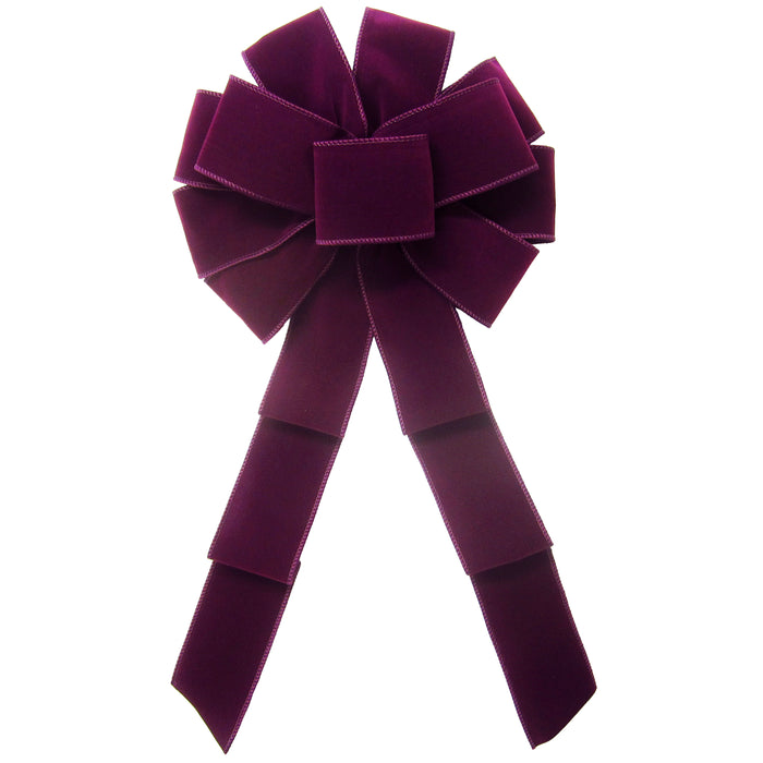 Wired Indoor Outdoor Purple Velvet Bow (2.5"ribbon~10"Wx20"L)