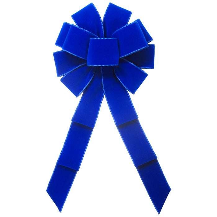Wired Indoor Outdoor Royal Blue Velvet Bow (2.5"ribbon~10"Wx20"L)