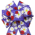 Wired Ladybugs & Daisies Purple Spring Bow (2.5"ribbon~8"Wx16"L) - Alpine Holiday Bows