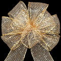 Wired Outdoor Mesh Gold Bow (4"ribbon~14"Wx24"L) - Alpine Holiday Bows