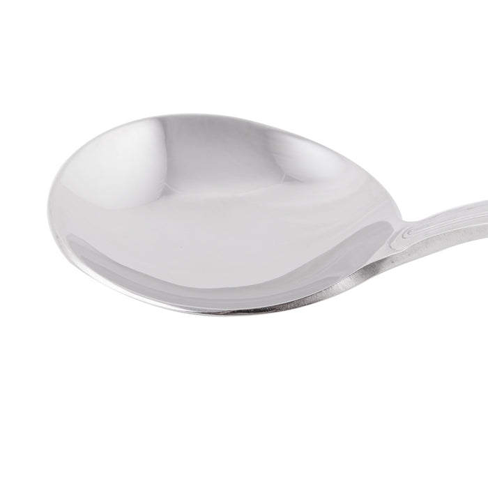 World Tableware 101 016 Classic Rim II 5 3/4" 18/8 Stainless Steel Extra Heavy Weight Bouillon Spoon - 12/Pack