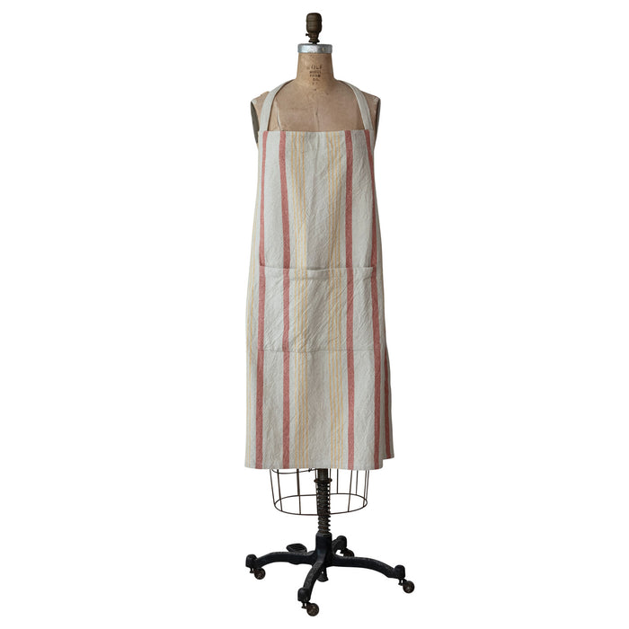 Woven Cotton Striped Apron w/ Pocket