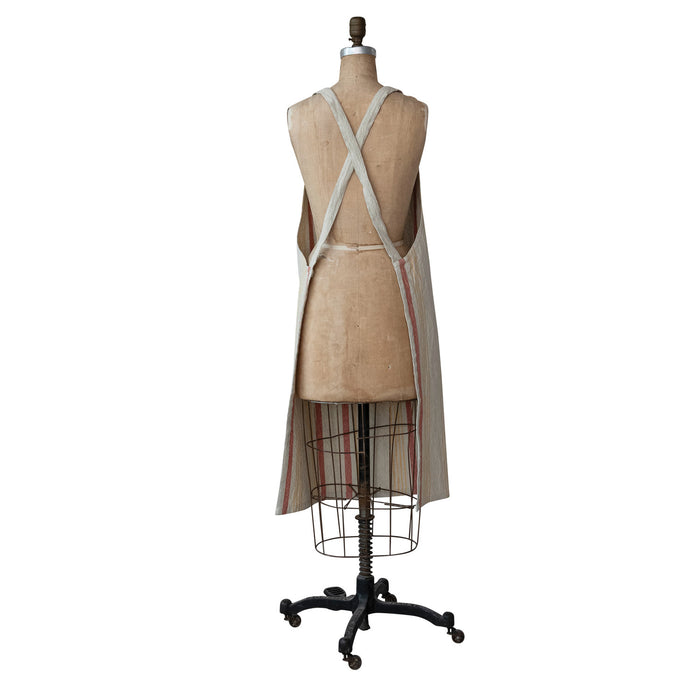Woven Cotton Striped Apron w/ Pocket