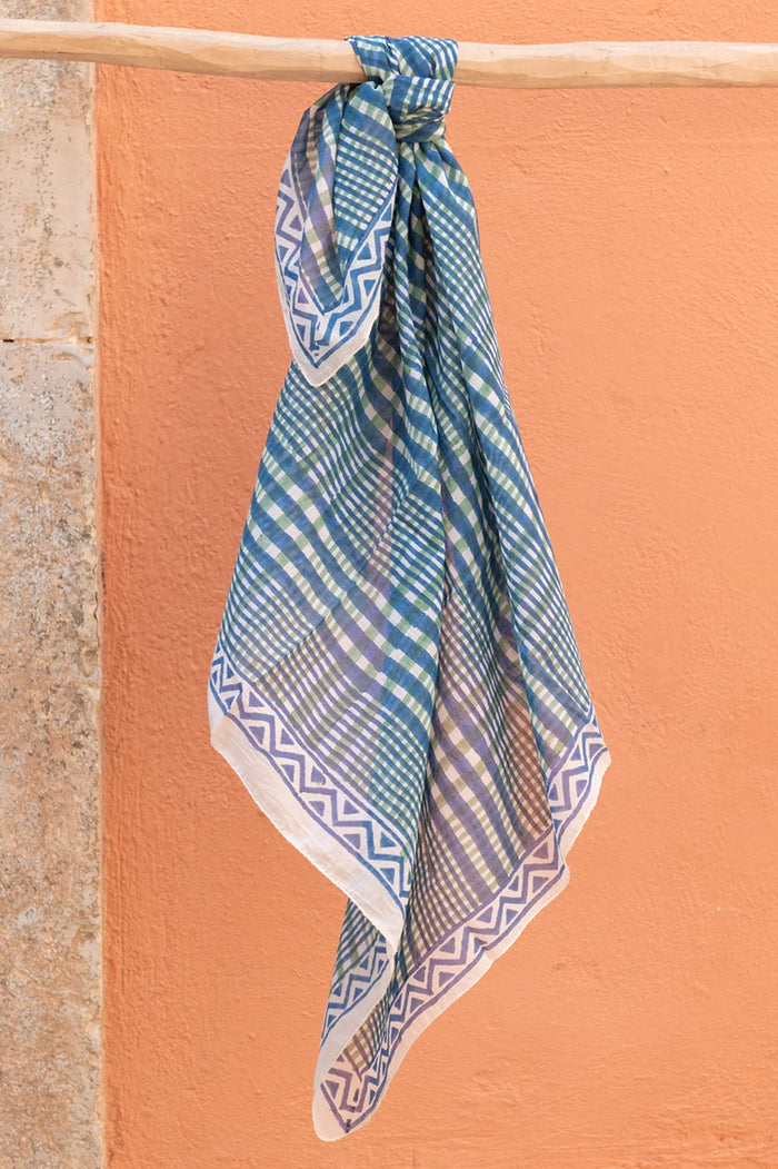 Zen Ethic Cotton Scarf 'Nissa' in Blue- 3 sizes