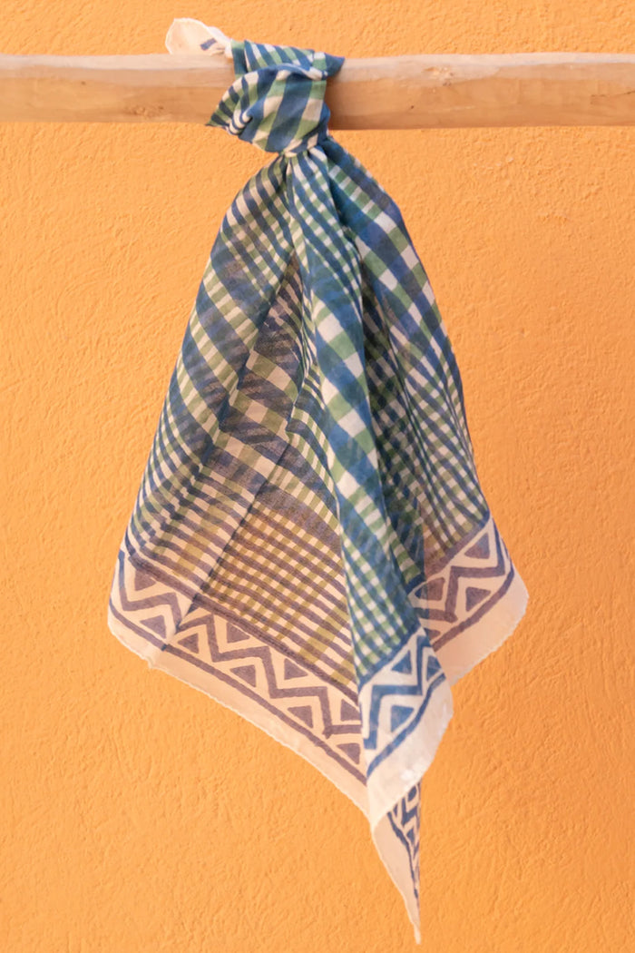 Zen Ethic Cotton Scarf 'Nissa' in Blue- 3 sizes